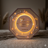 💡 Veilleuse en Bois Artisanale – Illuminez la Foi de Votre Foyer