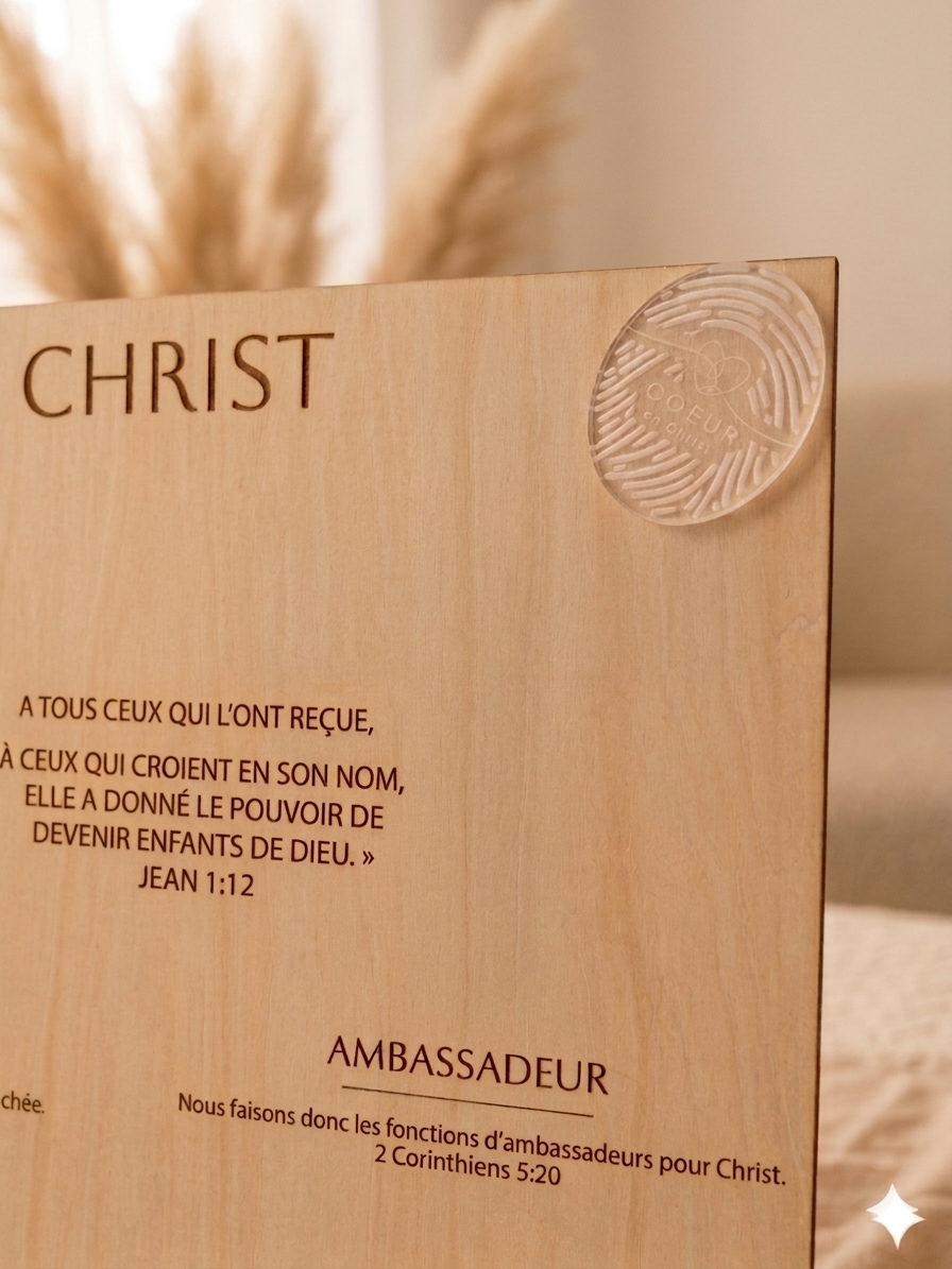 🪪 Tableau en Bois Gravé « Mon Identité en Christ »
