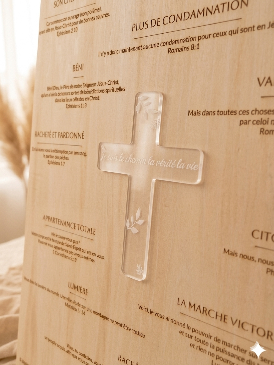 🪪 Tableau en Bois Gravé « Mon Identité en Christ »