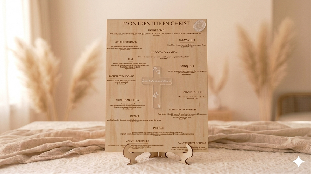 🪪 Tableau en Bois Gravé « Mon Identité en Christ »