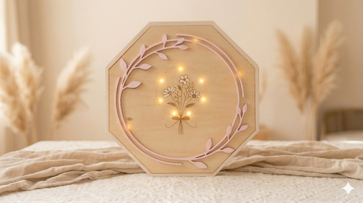💡 Veilleuse en Bois Artisanale – Illuminez la Foi de Votre Foyer