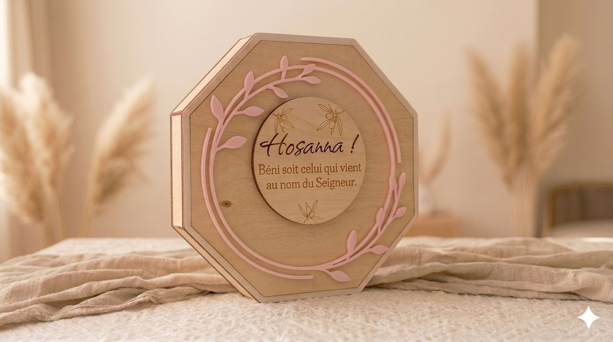💡 Veilleuse en Bois Artisanale – Illuminez la Foi de Votre Foyer